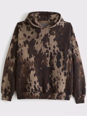ABERCROMBIE & FITCH ESSENTIAL POPOVER HOODIE IN DARK BROWN PATTERN